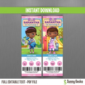 Doc McStuffins Ticket Invitations